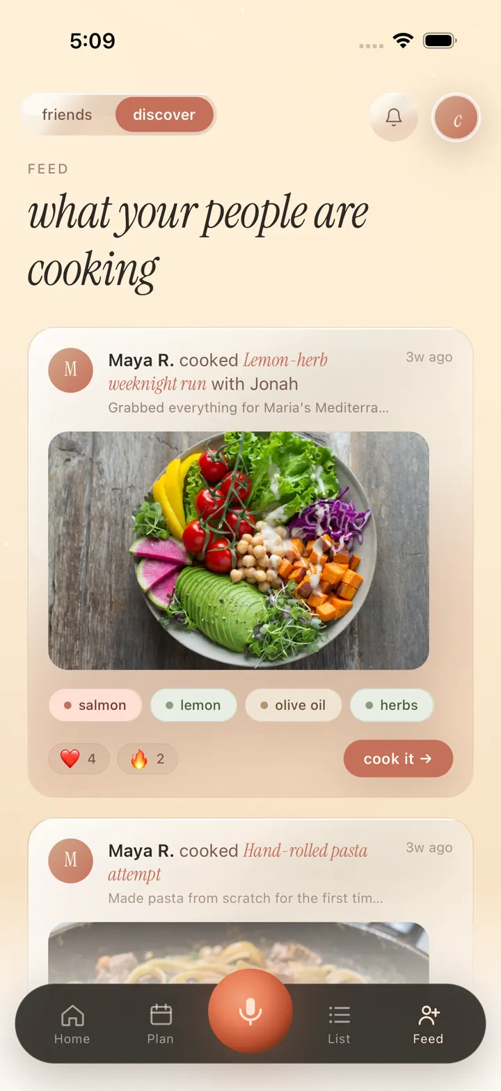 Cupboard recipe feed screenshot