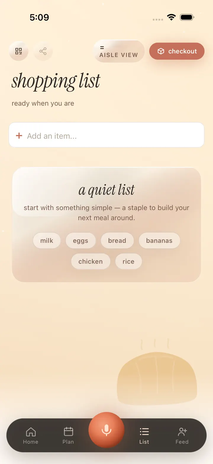 Cupboard shopping list screenshot