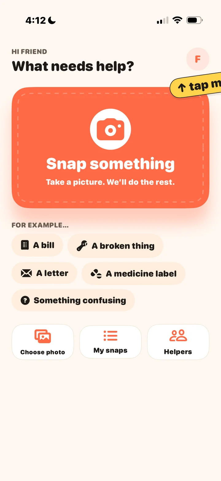 snapThat home screen screenshot